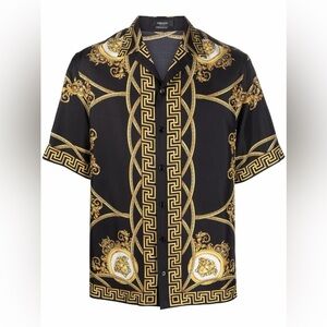 Versace Men's Black La Coupe Des Dieux Shirt & Swim trunk set